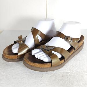 MEPHISTO Women’s Hannel EU40 US9,5 Patent Leather Bronze Strappy Slide Sandals